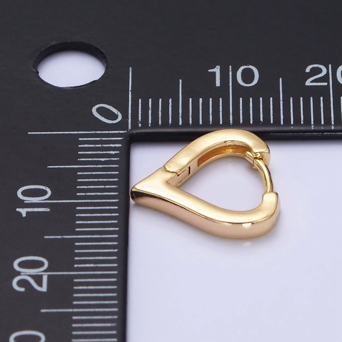Gold, Silver 14mm Heart Triangle Flat Huggie Cartilage Hoop Earrings | AB516 AB524