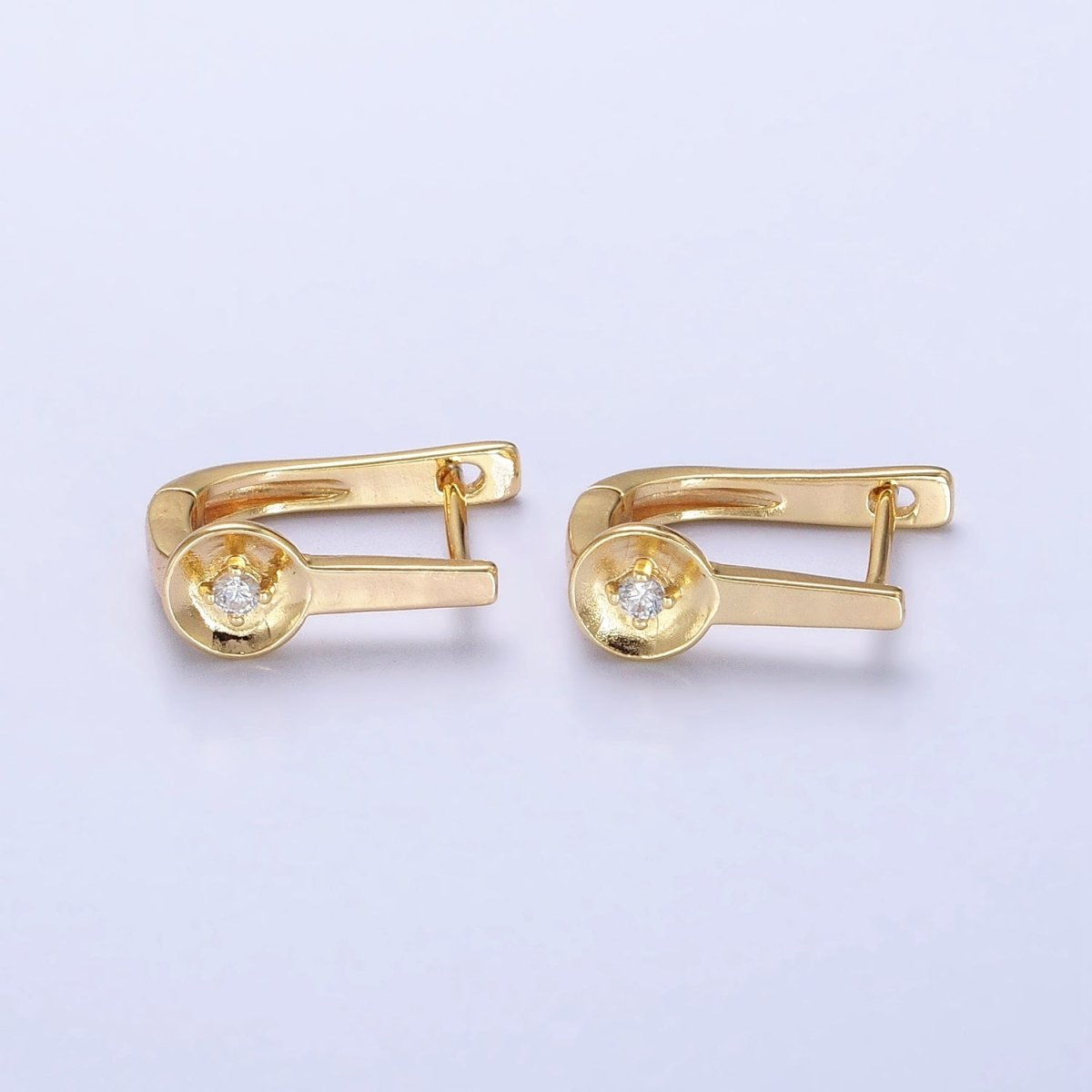 16K Gold Filled CZ Geometric English Lock Earrings in Gold & Silver | AB436 AD1295