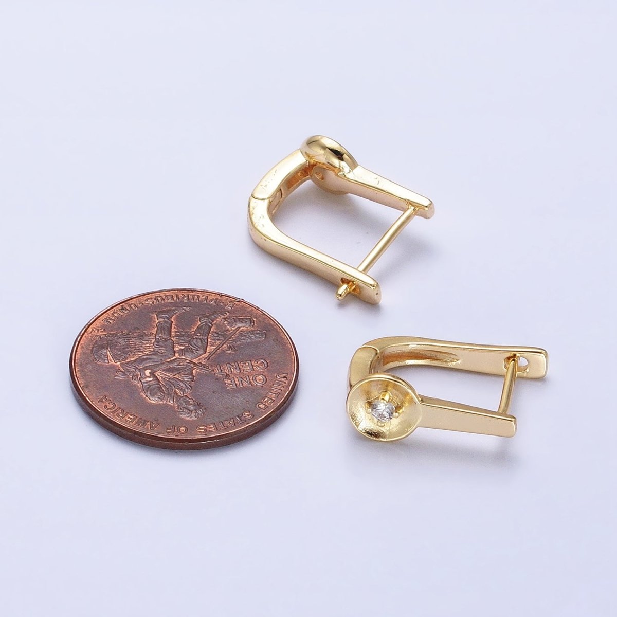 16K Gold Filled CZ Geometric English Lock Earrings in Gold & Silver | AB436 AD1295