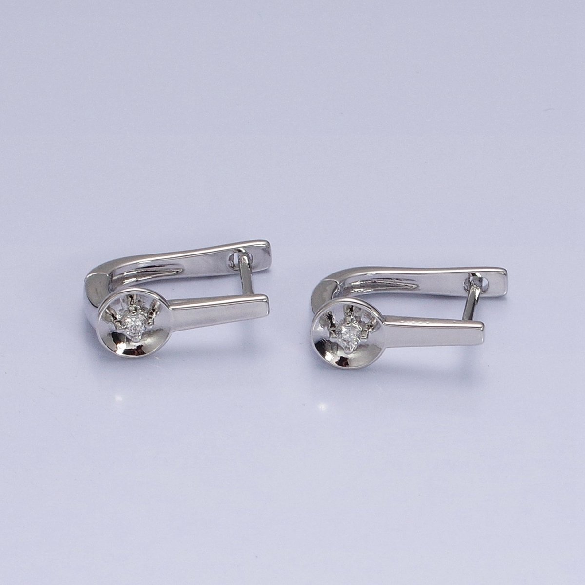 16K Gold Filled CZ Geometric English Lock Earrings in Gold & Silver | AB436 AD1295