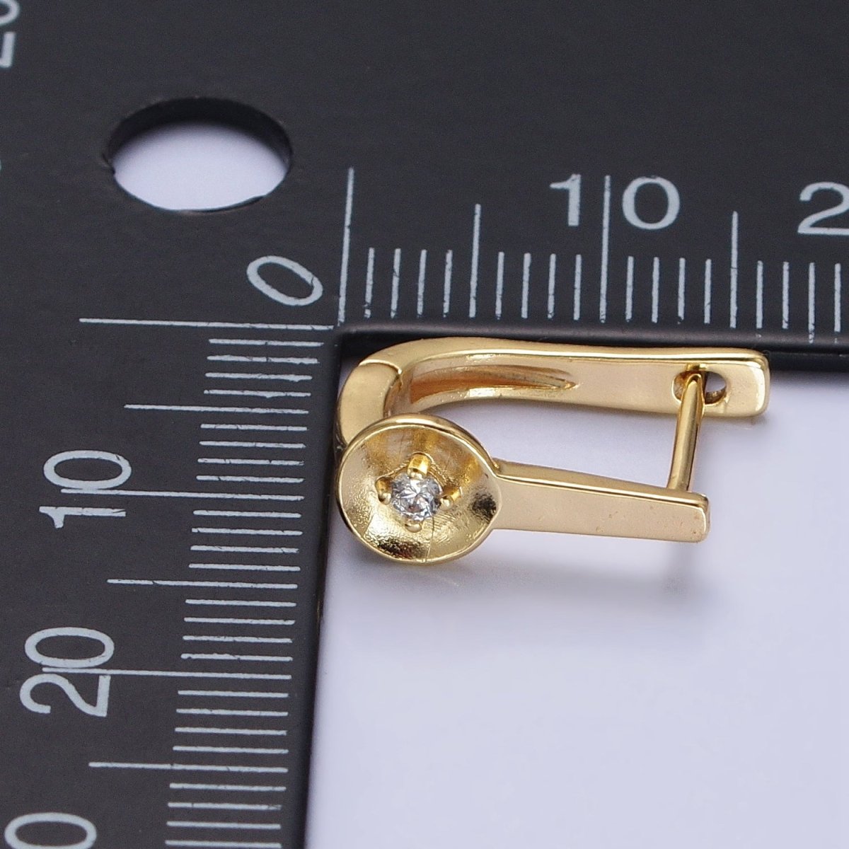 16K Gold Filled CZ Geometric English Lock Earrings in Gold & Silver | AB436 AD1295