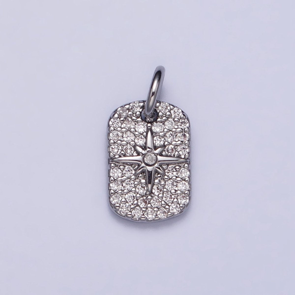 Gold, Silver Celestial North Star Micro Paved 14mm Tag Charm | AC982 AC987