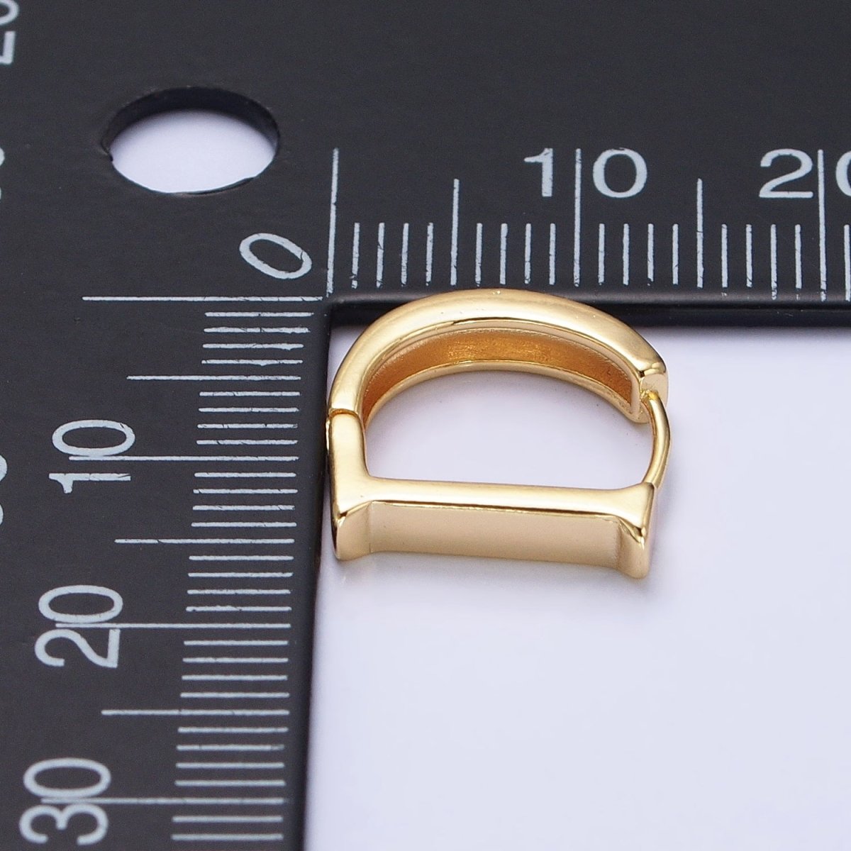 Gold, Silver Geometric D-Shaped Dainty Minimalist Huggie Earrings | AB388 AB510