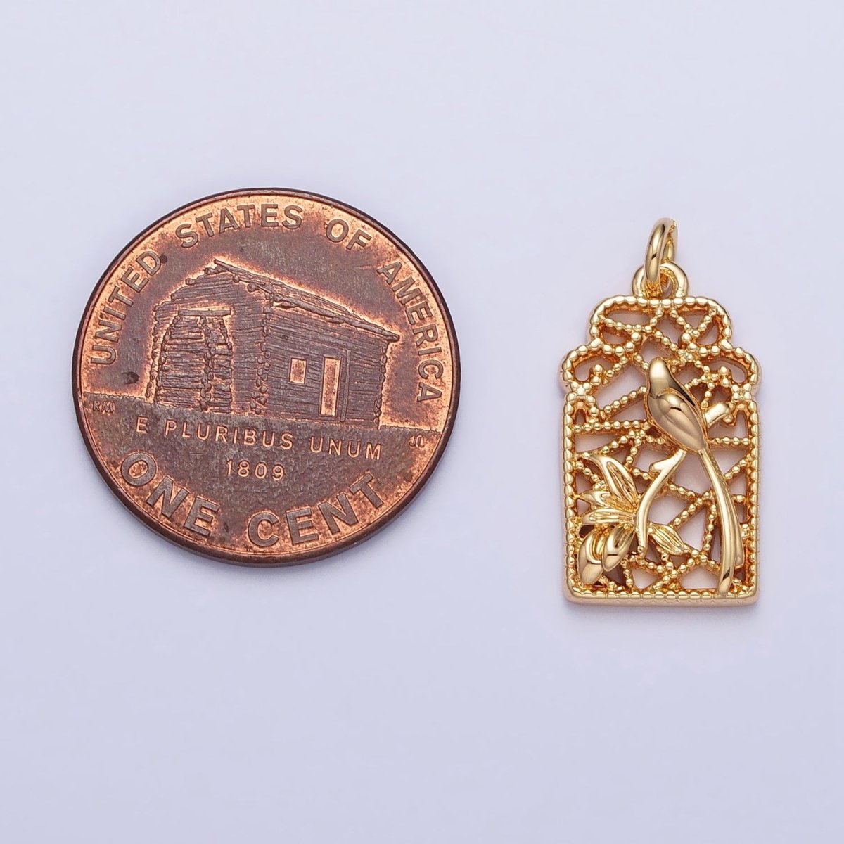 Gold, Silver Long Tailed Bird Garden Open Add-On Charm | AC715 AC716