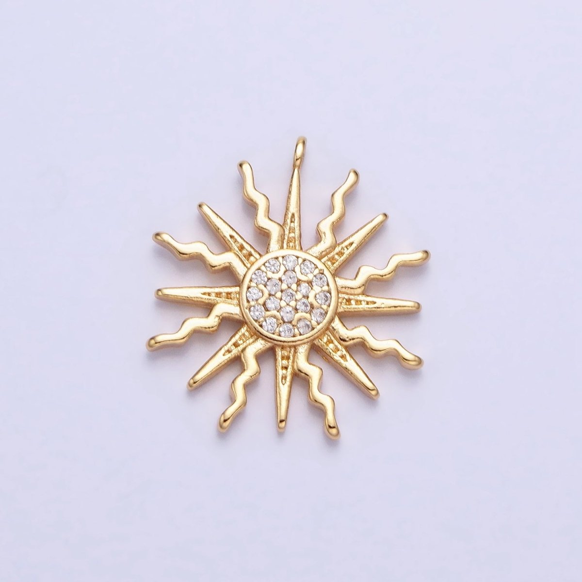 Gold, Silver Micro Paved CZ Celestial Sun Ray Add-On Charm | AC685 AC686