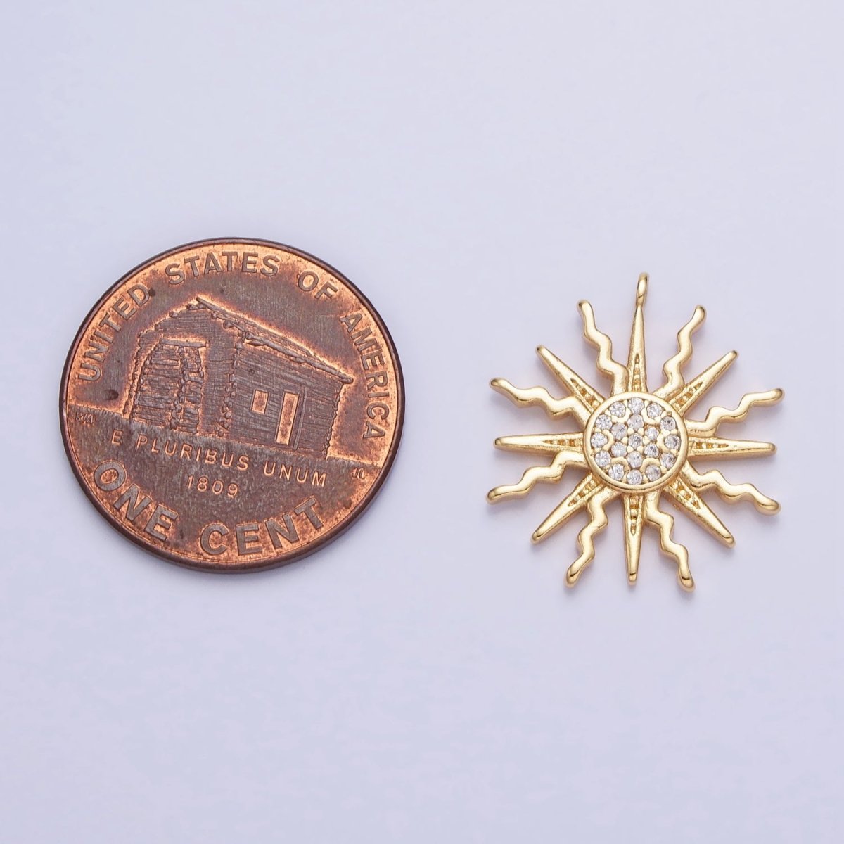 Gold, Silver Micro Paved CZ Celestial Sun Ray Add-On Charm | AC685 AC686