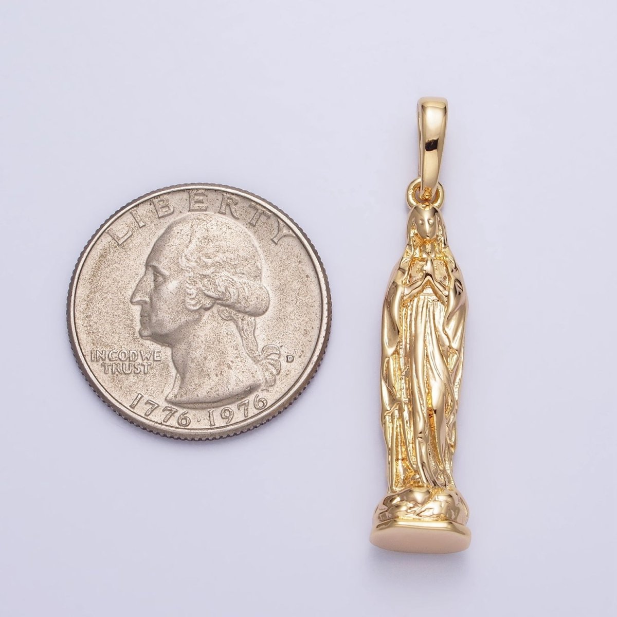 Gold, Silver Praying Mother Virgin Mary 43mm Religious Pendant | AA217 AA218