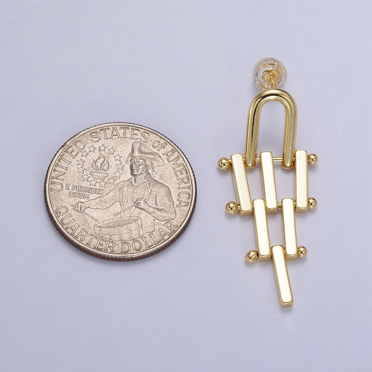 Gold & Silver U Shaped Bar Link Dangle Studs Earrings | AD-112 AD-113