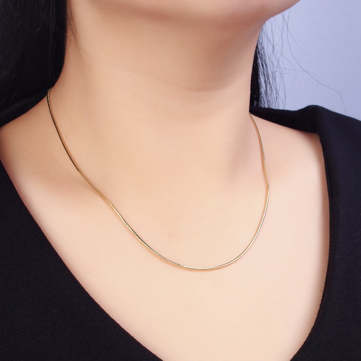 Gold Snake Chain Necklace - Gold Filled Herringbone Necklace, Thin Herringbone Chain 18 inch Necklace | WA-1639 Clearance Pricing