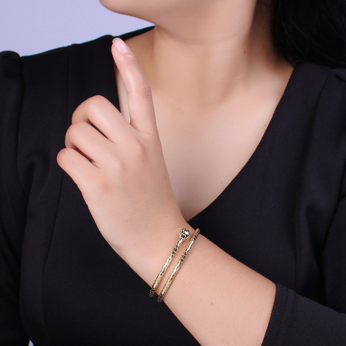OS Gold Snake Cuff Bracelet Wrap Snake Bangle Stackable Jewelry | WA-287 Clearance Pricing