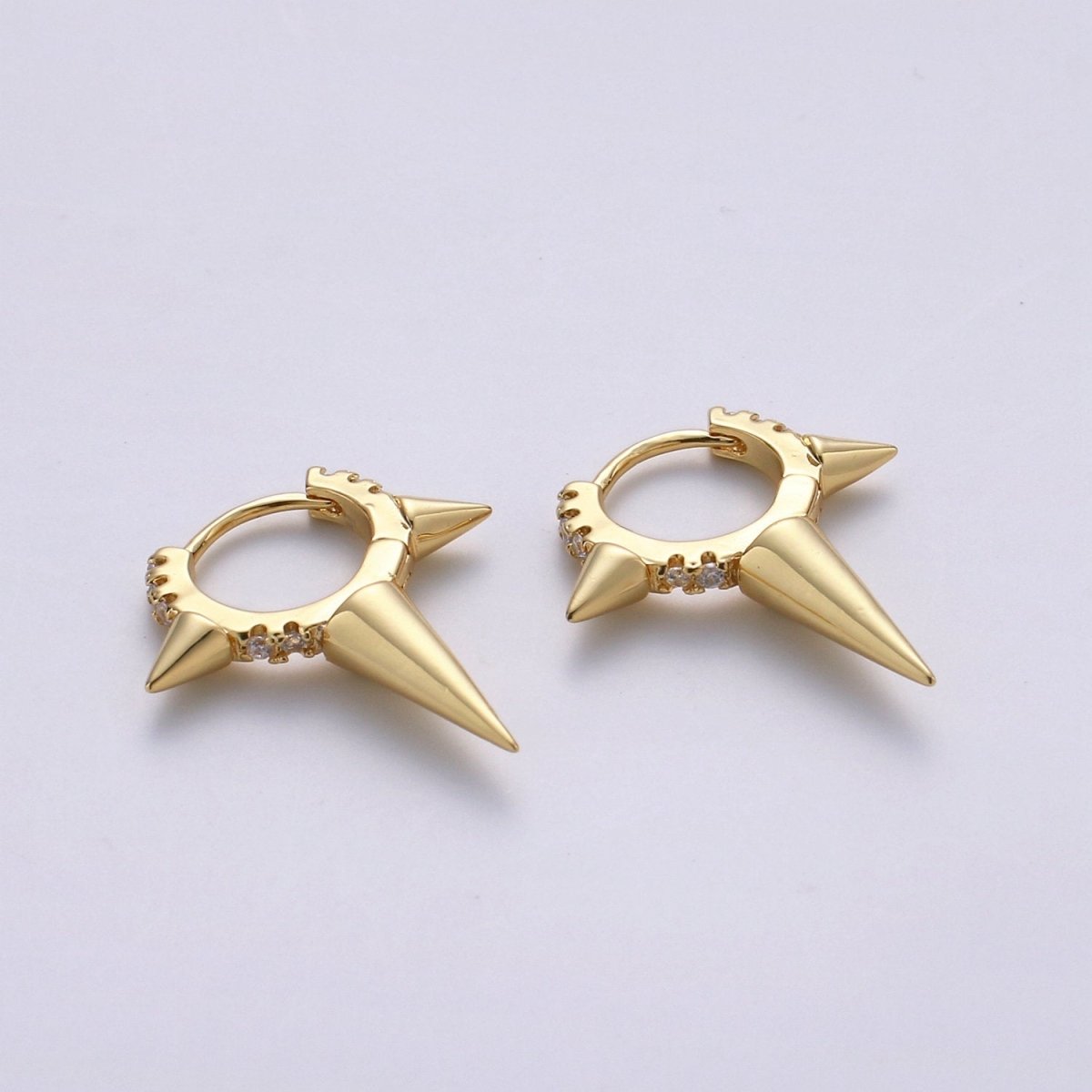 Gold Spiky Earrings, Spike Hoop Earrings, Dainty Huggie Earrings, Minimalist Earring, Small Gold Hoops Earring, Dainty Drop Earring K-708