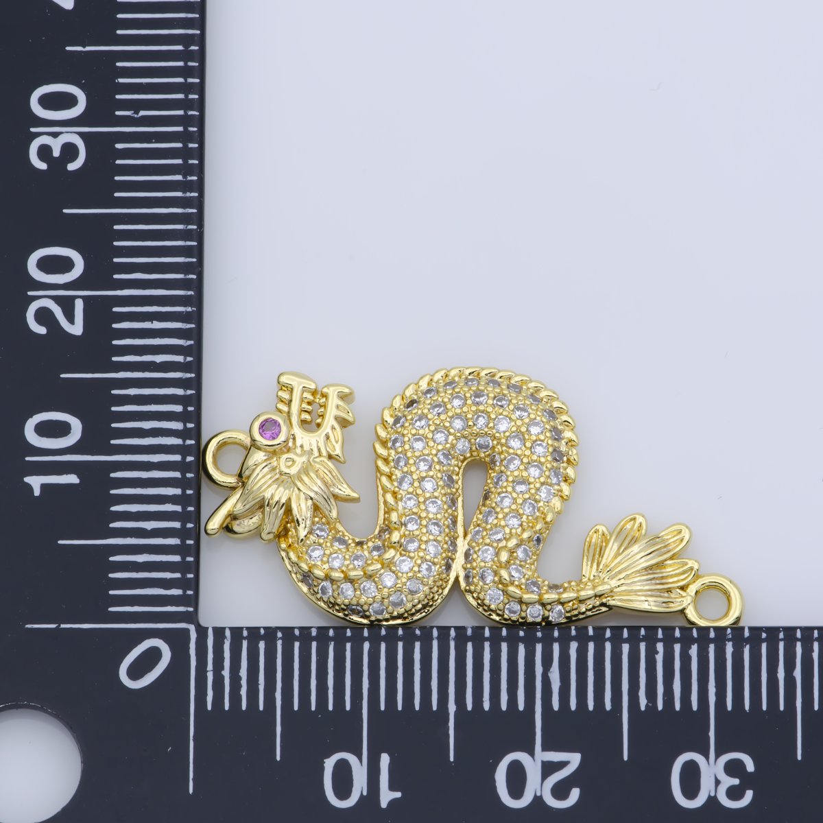 Gold Spirit Mythical Majesty Dragon Chinese Legend Belief DIY Cubic Zirconia Bracelet Charm Bead Finding CONNECTOR For Jewelry Making F-245