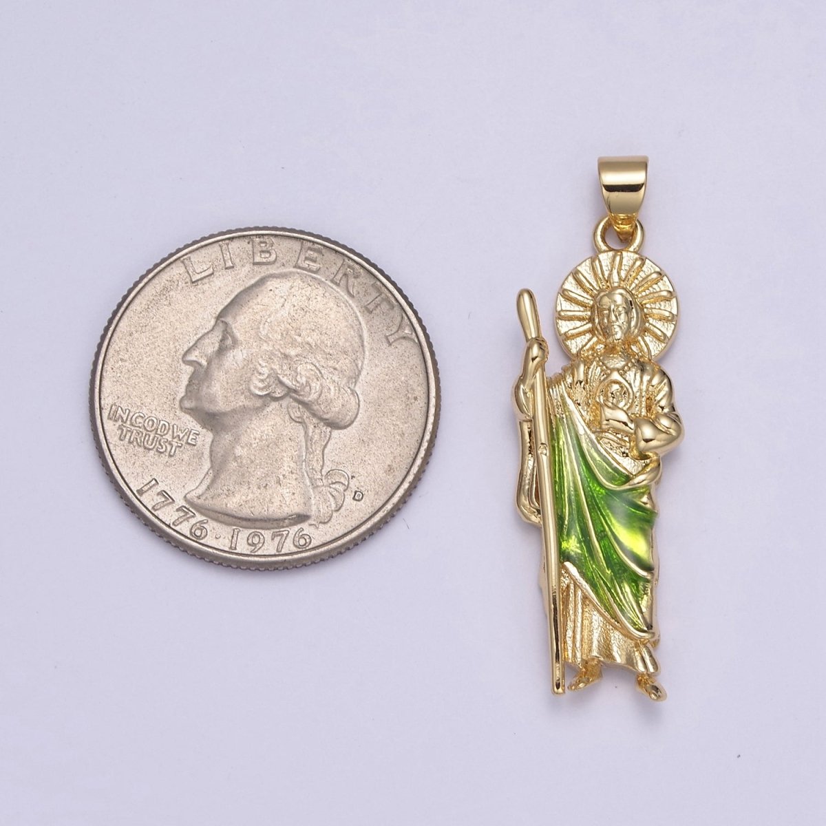 Gold St Jude Pendant San Judas Tadeo Medalla Charm medallion Patron Saint of Hopeless Cause Rosary Necklace Jewelry Supply N-1403 N-549