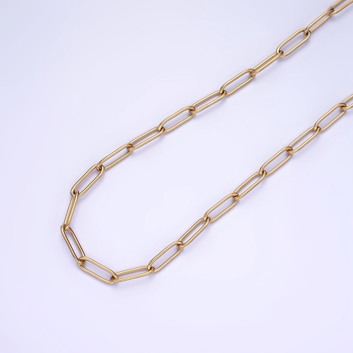 Gold Stainless Steel 11.7x3.9mm Paperclip Unfinished Chain by Yard | ROLL-1477