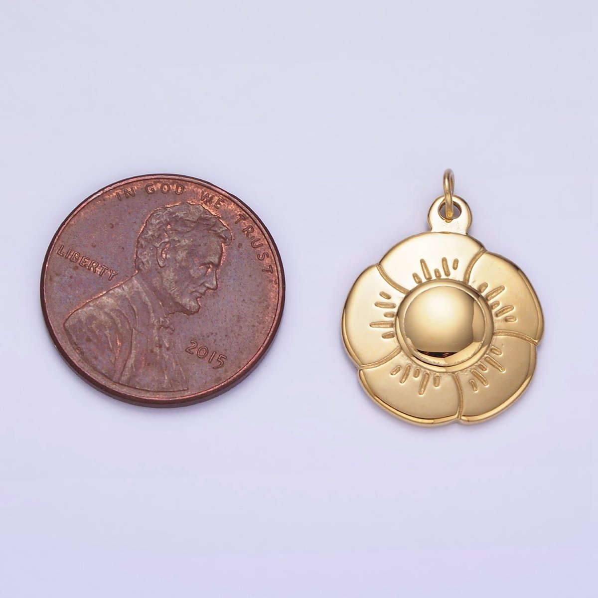 Gold Stainless Steel 16mm Hibiscus Flower Charm Minimalist Floral Charm | P932