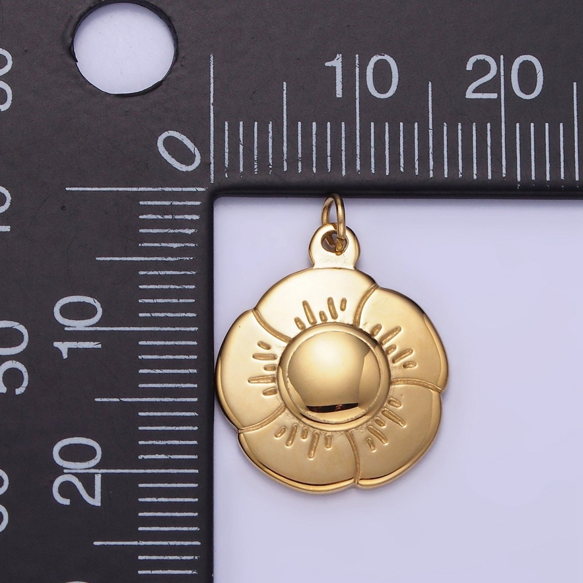 Gold Stainless Steel 16mm Hibiscus Flower Charm Minimalist Floral Charm | P932