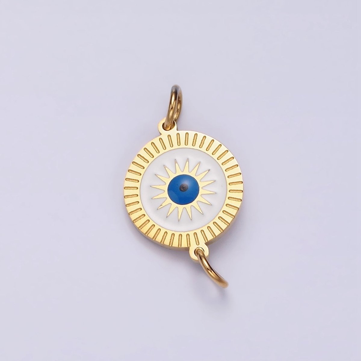 Gold Stainless Steel Evil Eye Charm Connector in Gold Radial Sun Link Connector for Bracelet Necklace G-783