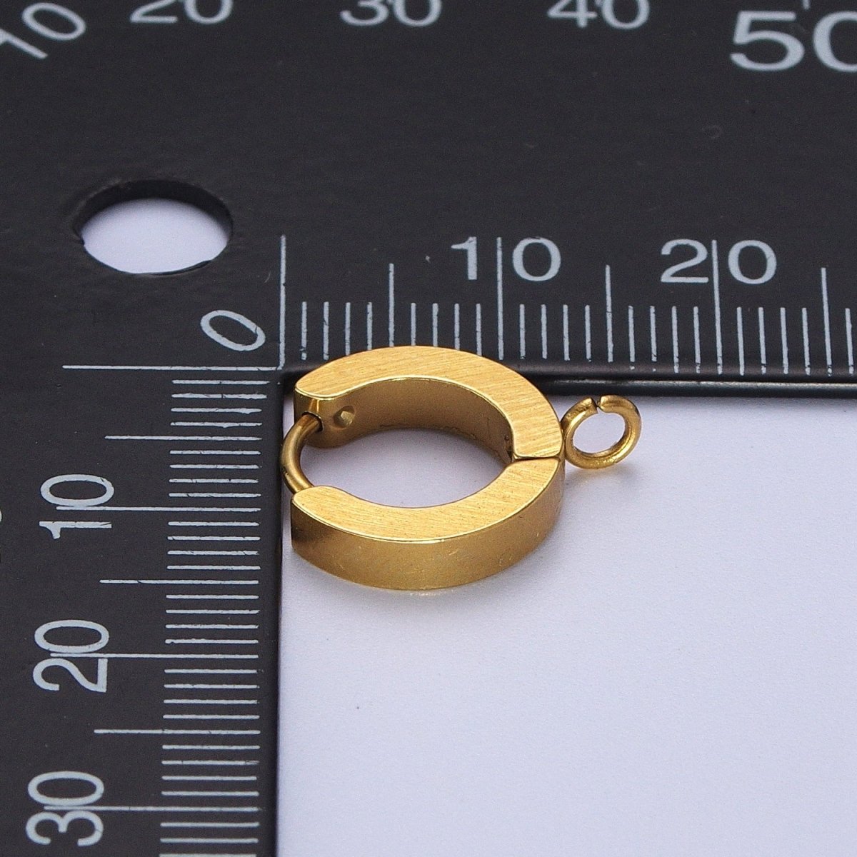 Gold Stainless Steel Open Loop 13.5mm Huggie Hoop Earrings Supply K-190