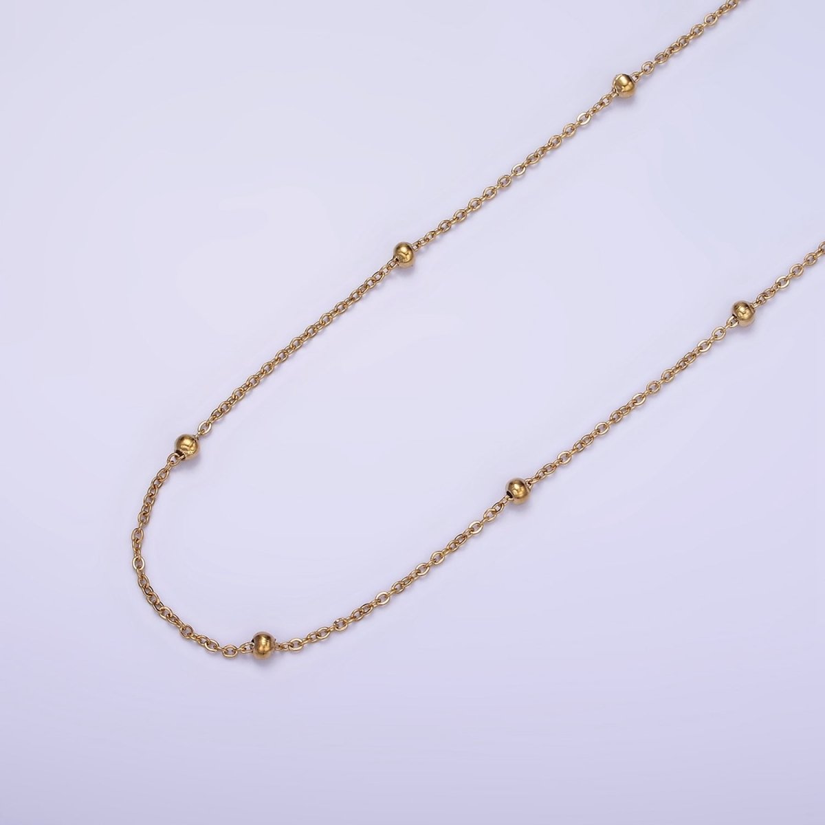 Gold Stainless Steel Satellite Chain by Yard Soldered Closed 1mm links with 2mm beads | ROLL-1470 Clearance Pricing