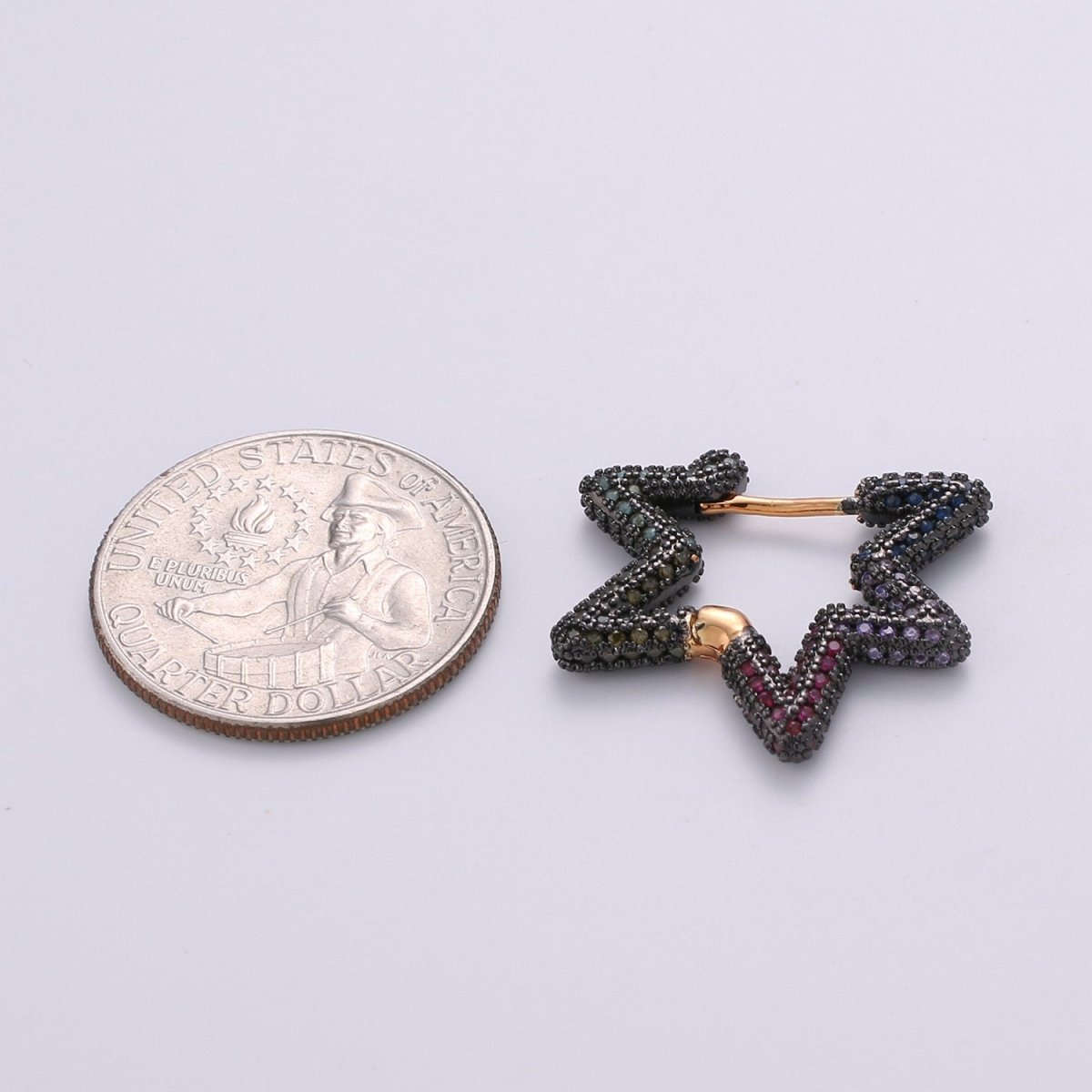 Gold Star earrings, Micro Pave huggie hoops with CZ, Hoop earrings Celestial Jewelry Gothic Dark Black Star Earring Q-136