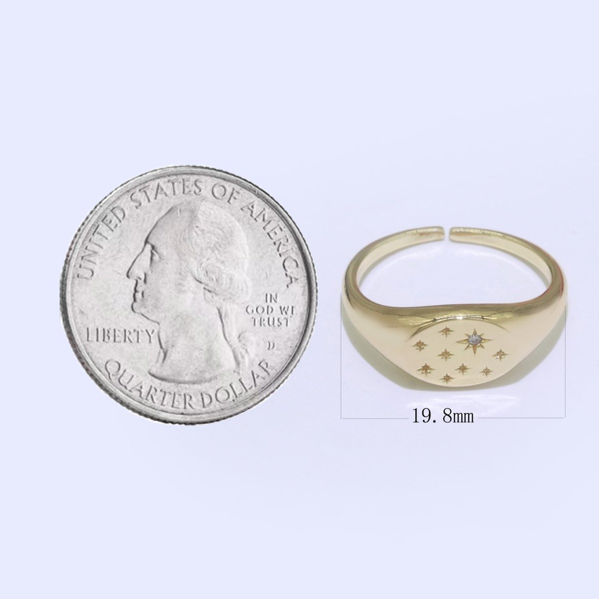 Gold Star Signet Ring, Open Galaxy Ring, Adjustable Ring, Statement Ring, Pave Stardust Gold Ring O-921