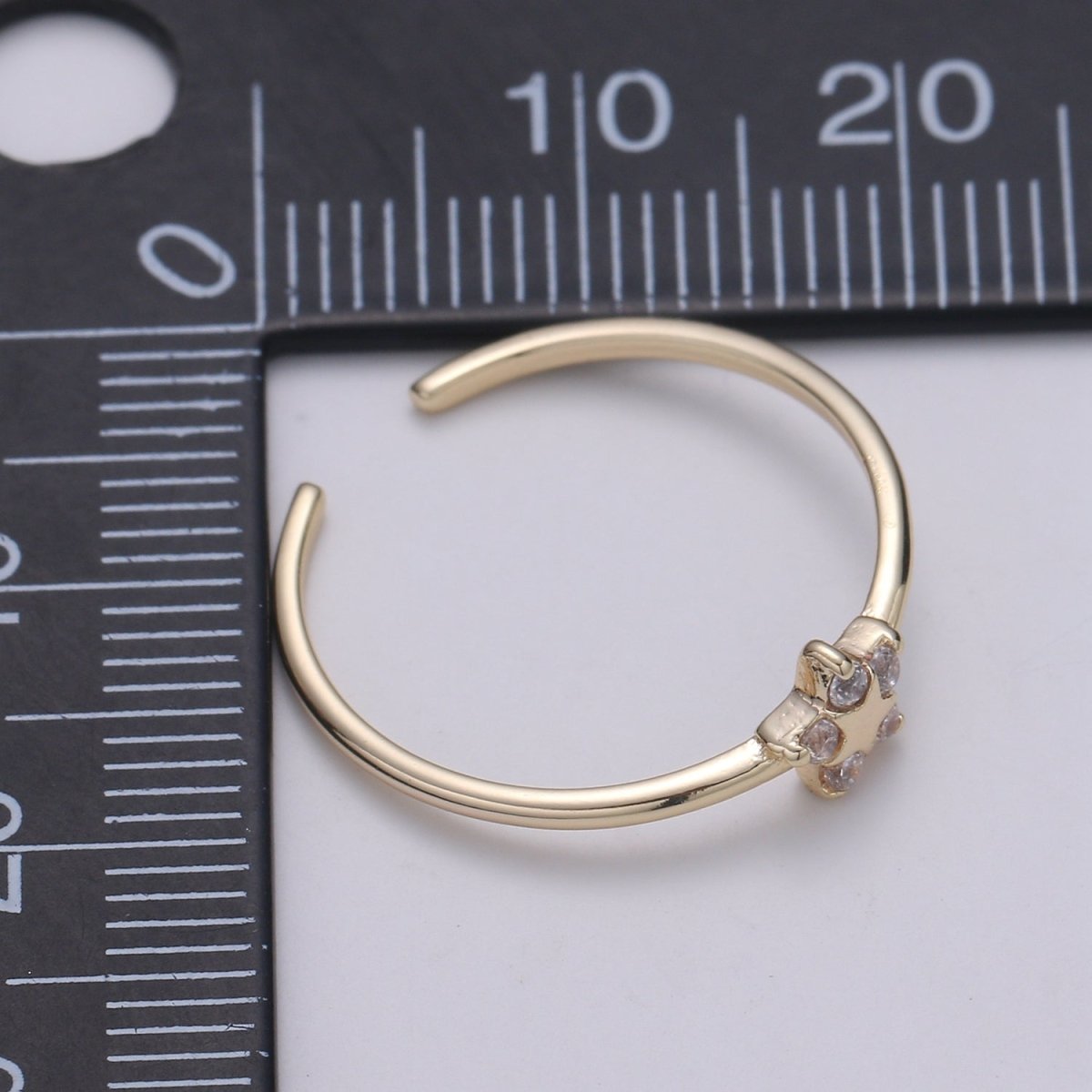 Gold Star Stacking Ring - minimalist dainty delicate ring, thin open adjustable ring, midi ring, Celestial Ring, Tiny Star ring R-246