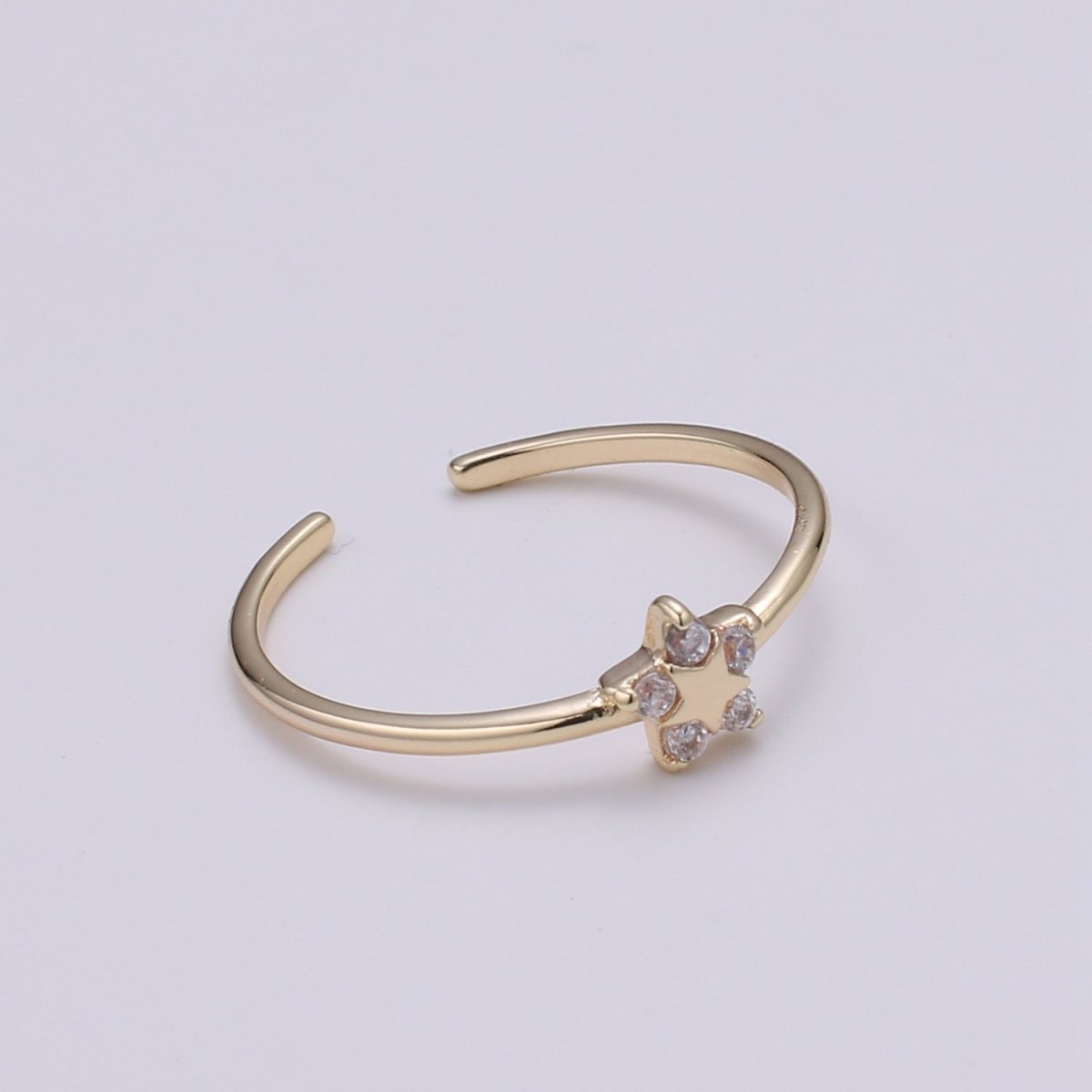 Gold Star Stacking Ring - minimalist dainty delicate ring, thin open adjustable ring, midi ring, Celestial Ring, Tiny Star ring R-246