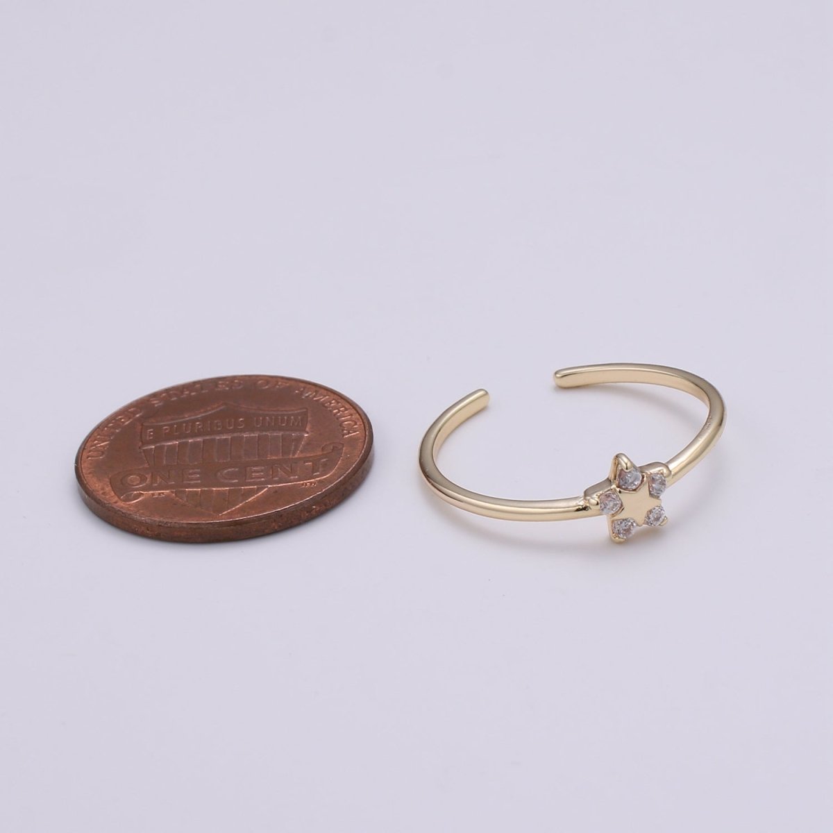 Gold Star Stacking Ring - minimalist dainty delicate ring, thin open adjustable ring, midi ring, Celestial Ring, Tiny Star ring R-246