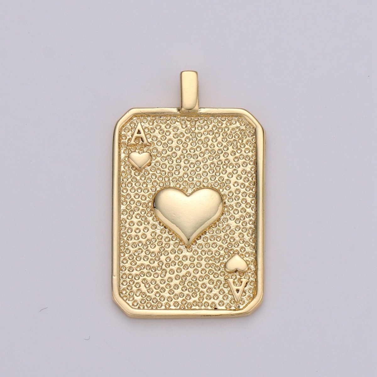Gold Tag Ace of Spade Charm Gold Filled Medallion, Ace of Heart Pendant Necklace Charm for Vegas Inspired Necklace Supply J-029 J-030