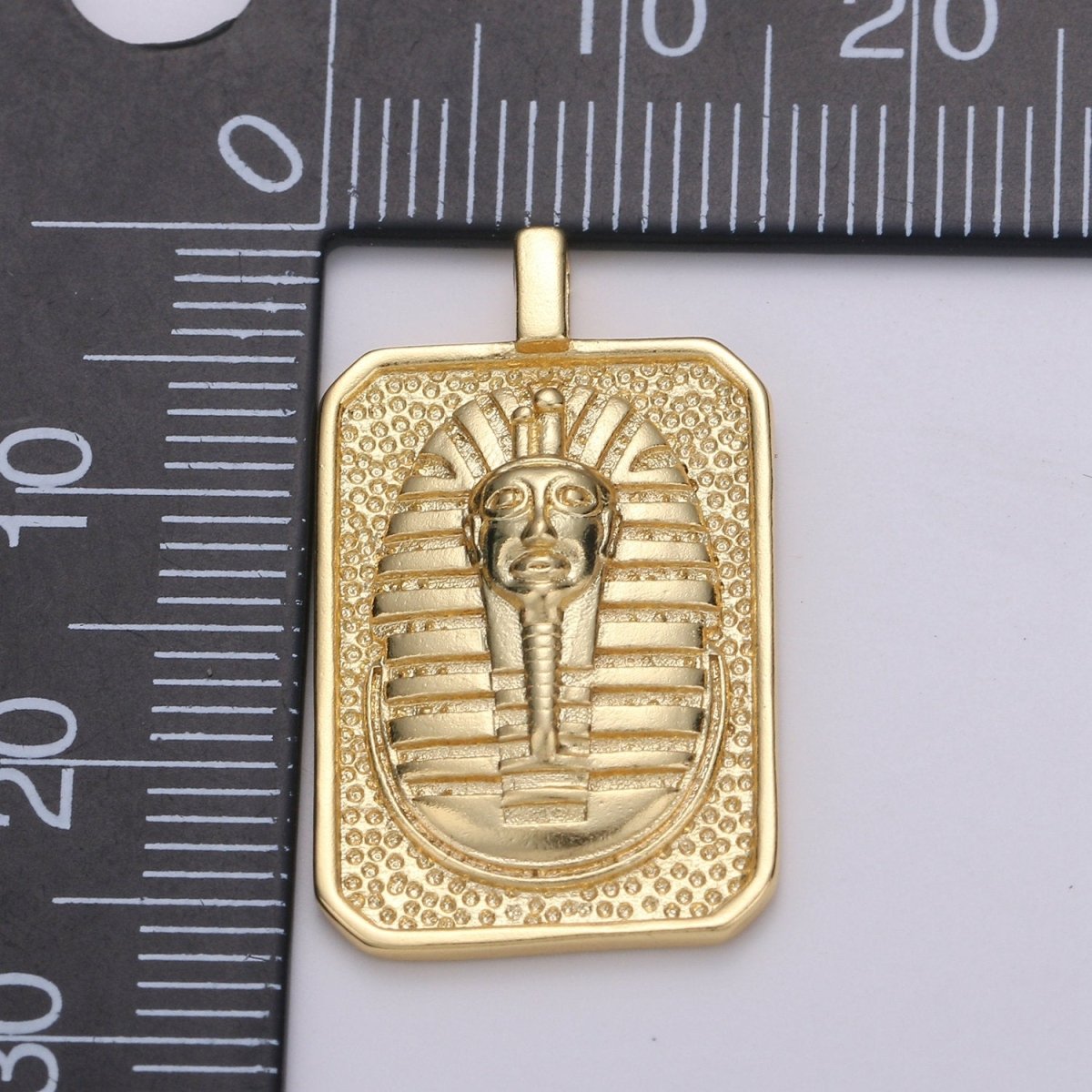 Gold Tag Pharaoh Charm Gold Filled Medallion, Egyptian Mummy Sarcophagus Pendant Necklace Charm for Necklace Component Men Unisex Jewelry J-025