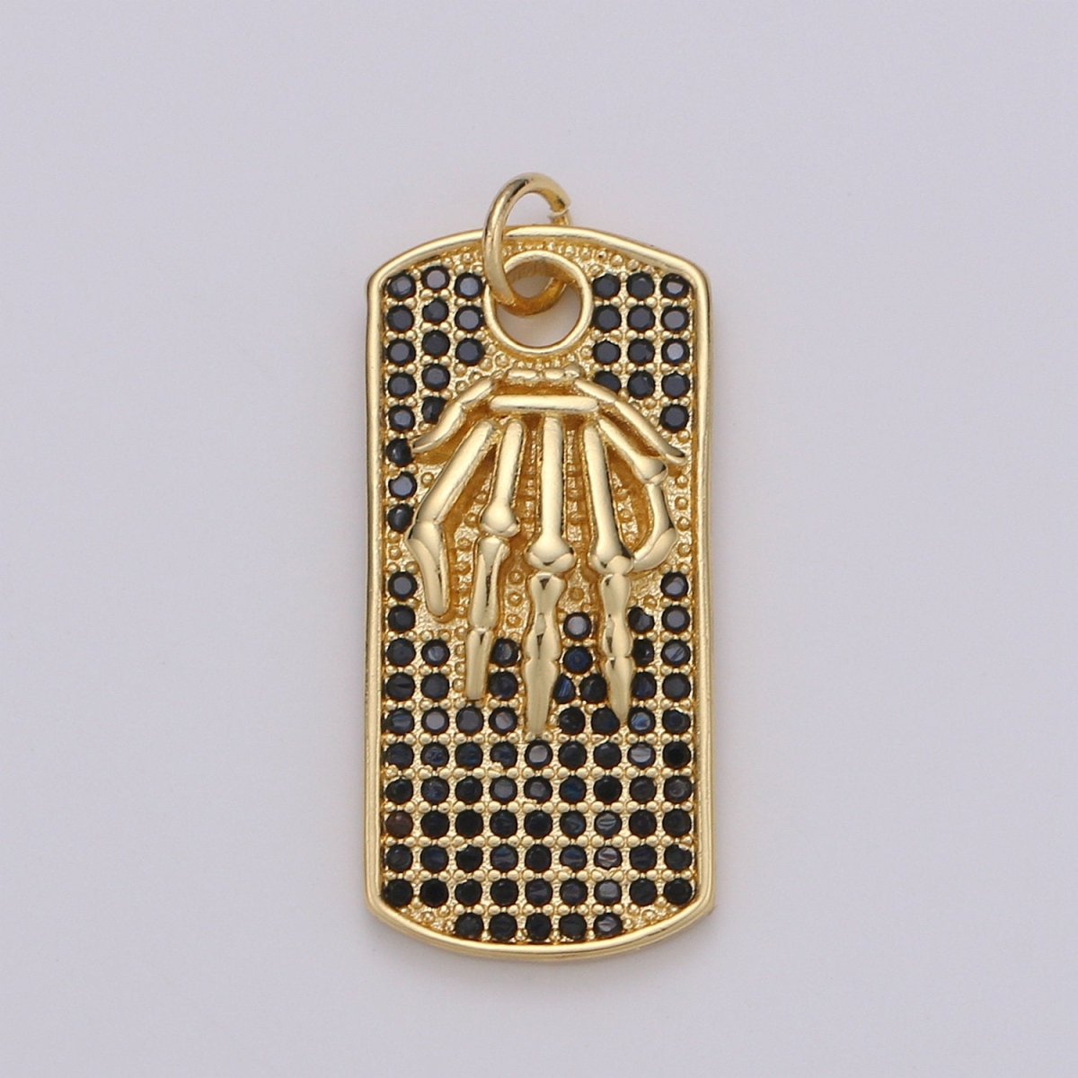 Gold Tag Skeleton Charm Gold Filled Medallion, Skull Bone Pendant Necklace Charm for Halloween Men Gothic Inspired Necklace Supply,  D-134 D-135