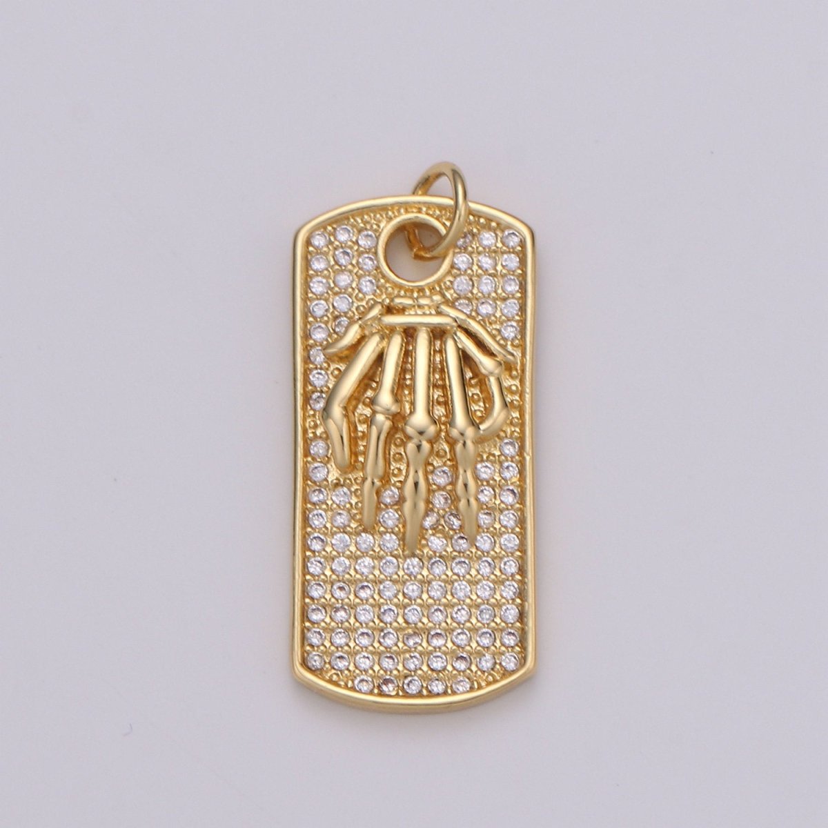 Gold Tag Skeleton Charm Gold Filled Medallion, Skull Bone Pendant Necklace Charm for Halloween Men Gothic Inspired Necklace Supply,  D-134 D-135