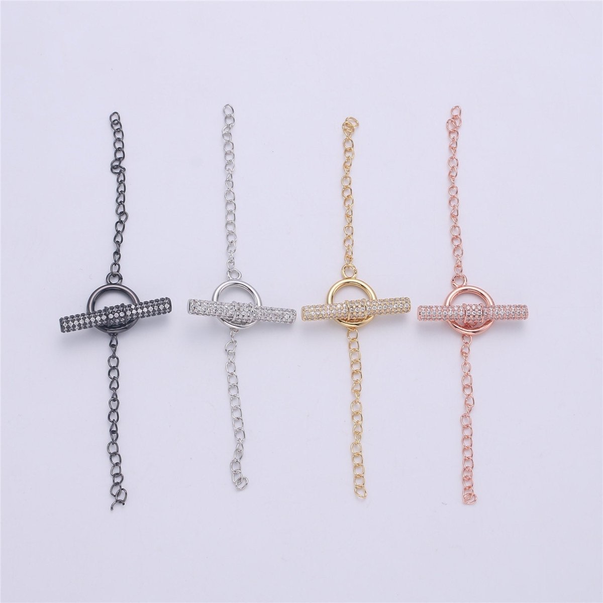 Gold Toggle Clasp Micro paved CZ Micro Pave Clasp for Beading, bracelet/necklace/Jewelry supplies gold, silver , black gold chain extender K-500 K-501