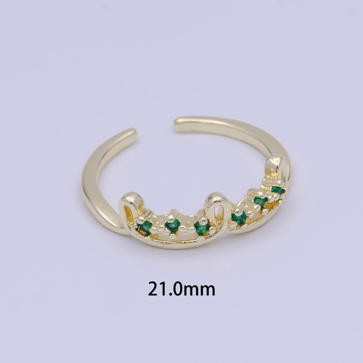 Gold Triple Green Cubic Zirconia Knot Loop Dainty Ring | U-293