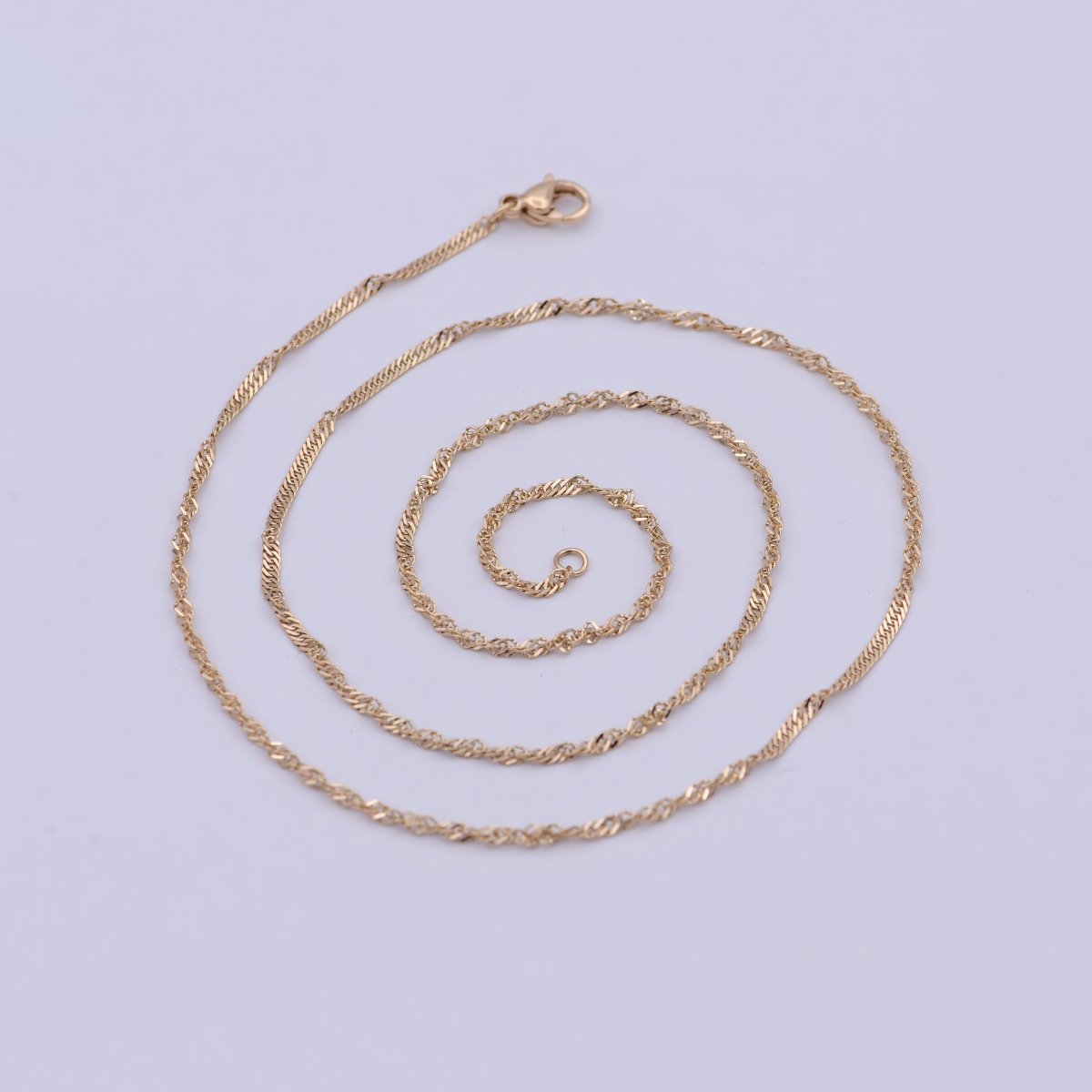Gold Twist Singapore Chain Necklace, Unique Layer Chain Necklace Ready to Wear 20 Inch | WA-760 Clearance Pricing