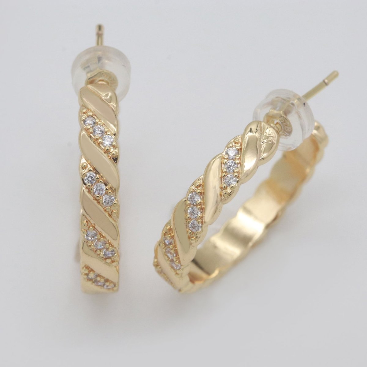 Gold Twisted Cz Earring for Christmas Gift Idea T-157