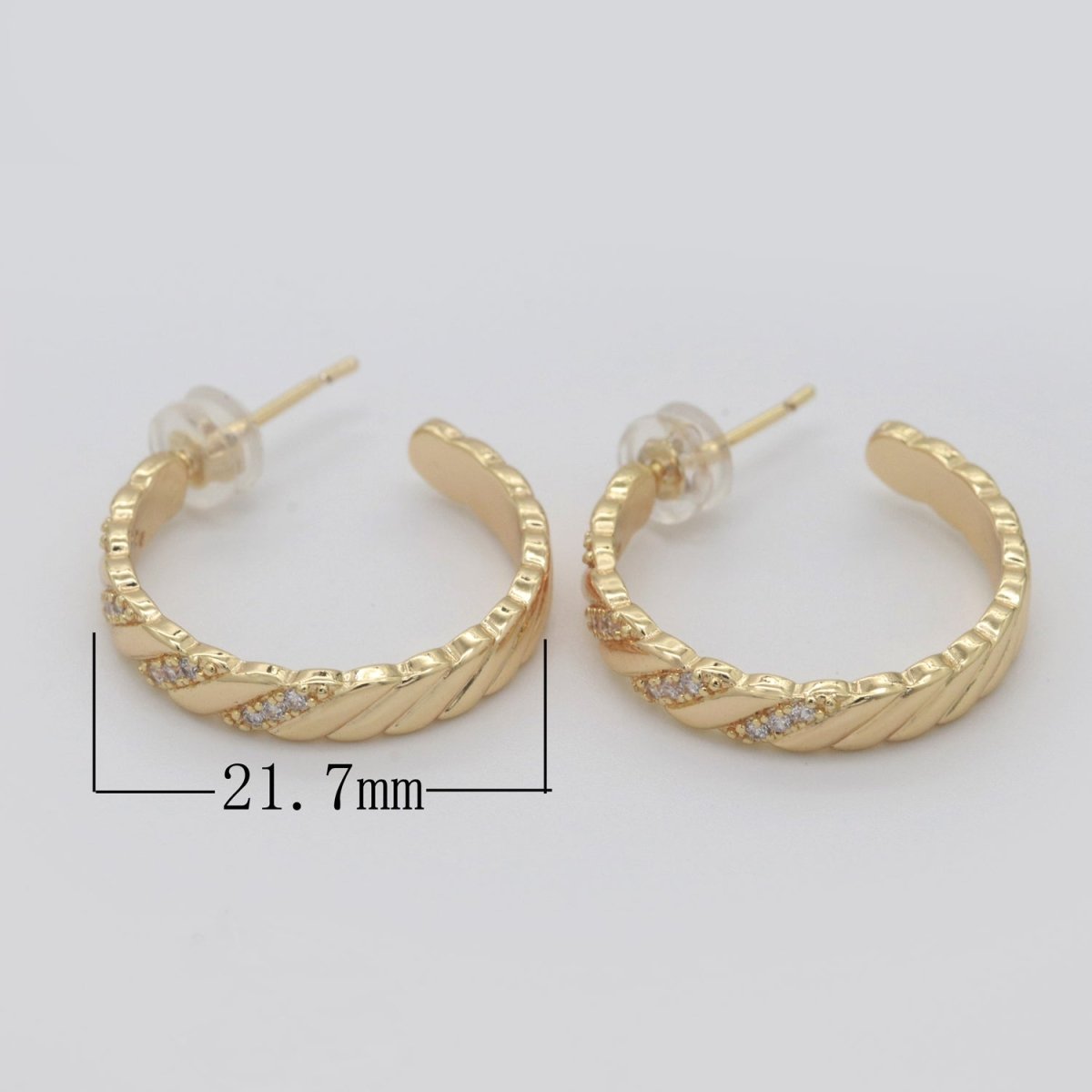 Gold Twisted Cz Earring for Christmas Gift Idea T-157