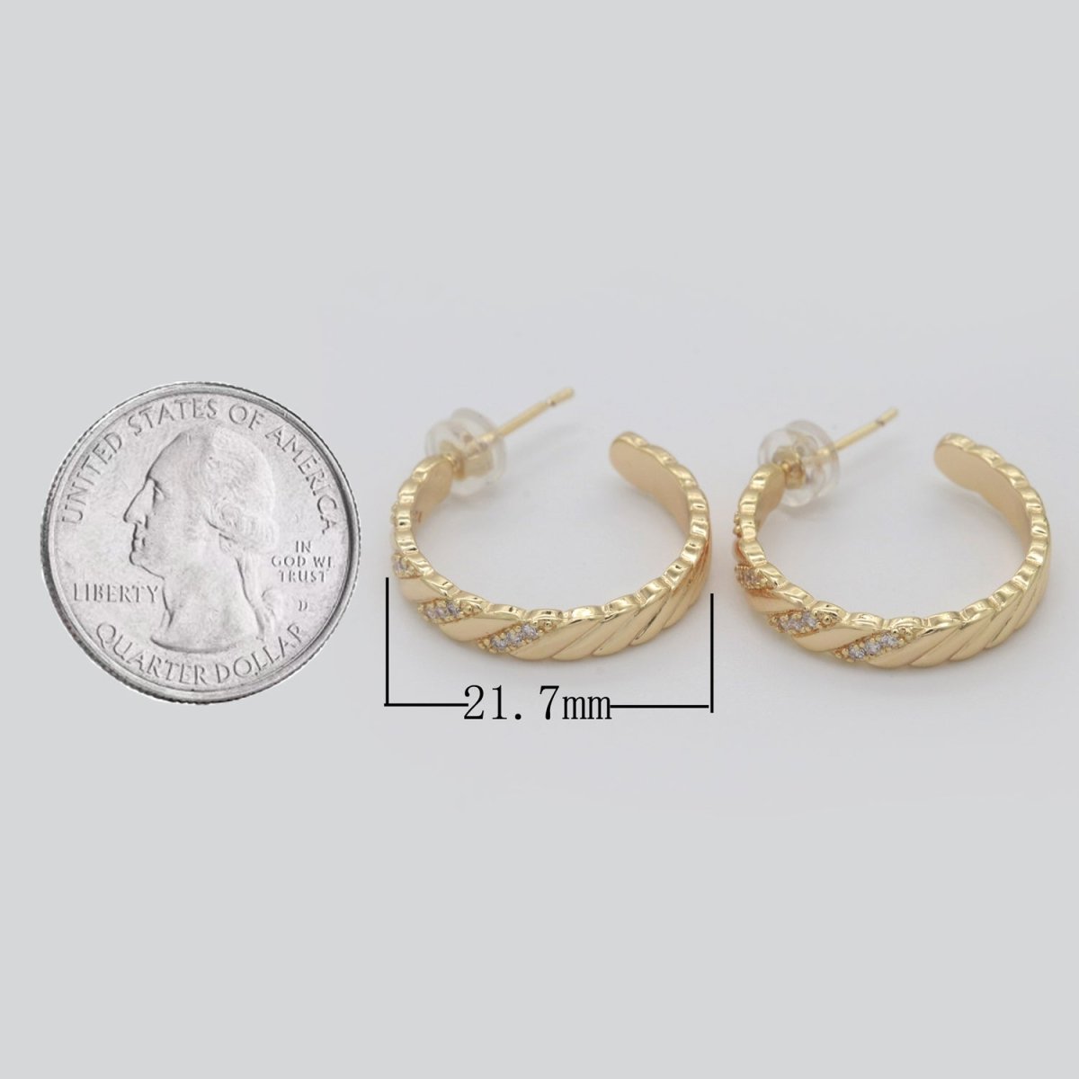 Gold Twisted Cz Earring for Christmas Gift Idea T-157
