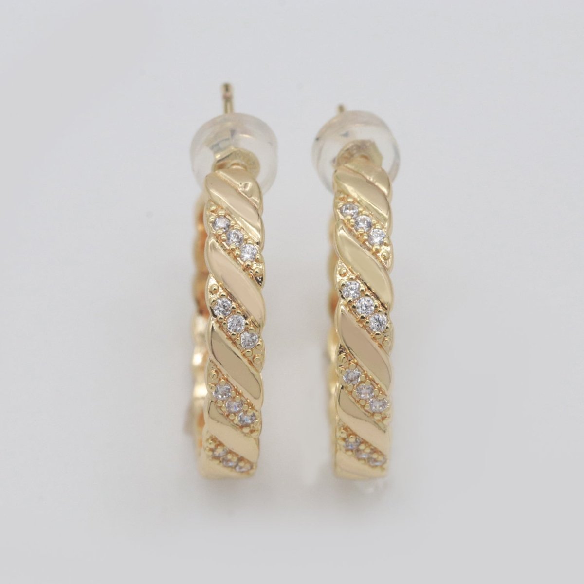 Gold Twisted Cz Earring for Christmas Gift Idea T-157