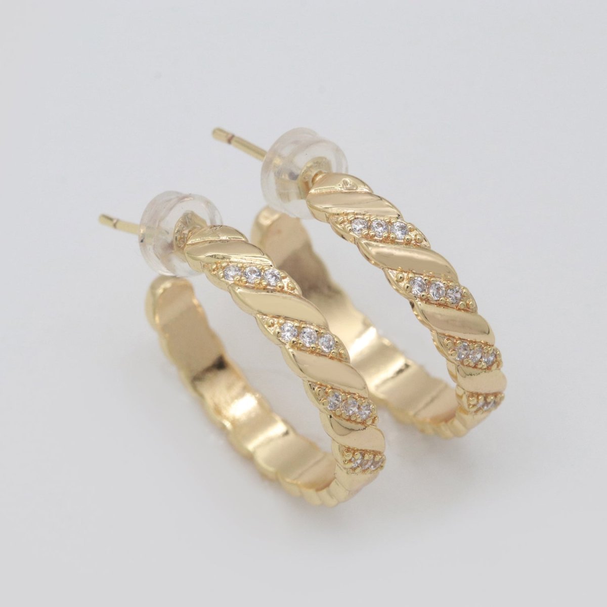 Gold Twisted Cz Earring for Christmas Gift Idea T-157