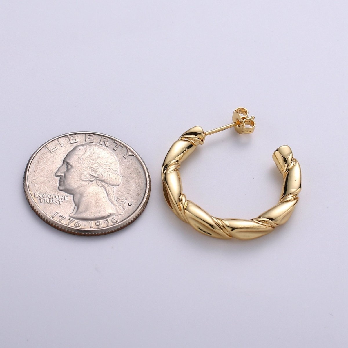 Gold Twisted Hoops, Croissant Hoops, Gold Hoop Earrings, Stud Hoop Earrings, Chunky Hoop Earrings, Thick Hoop Earrings, Bold Hoop Earrings Q-233