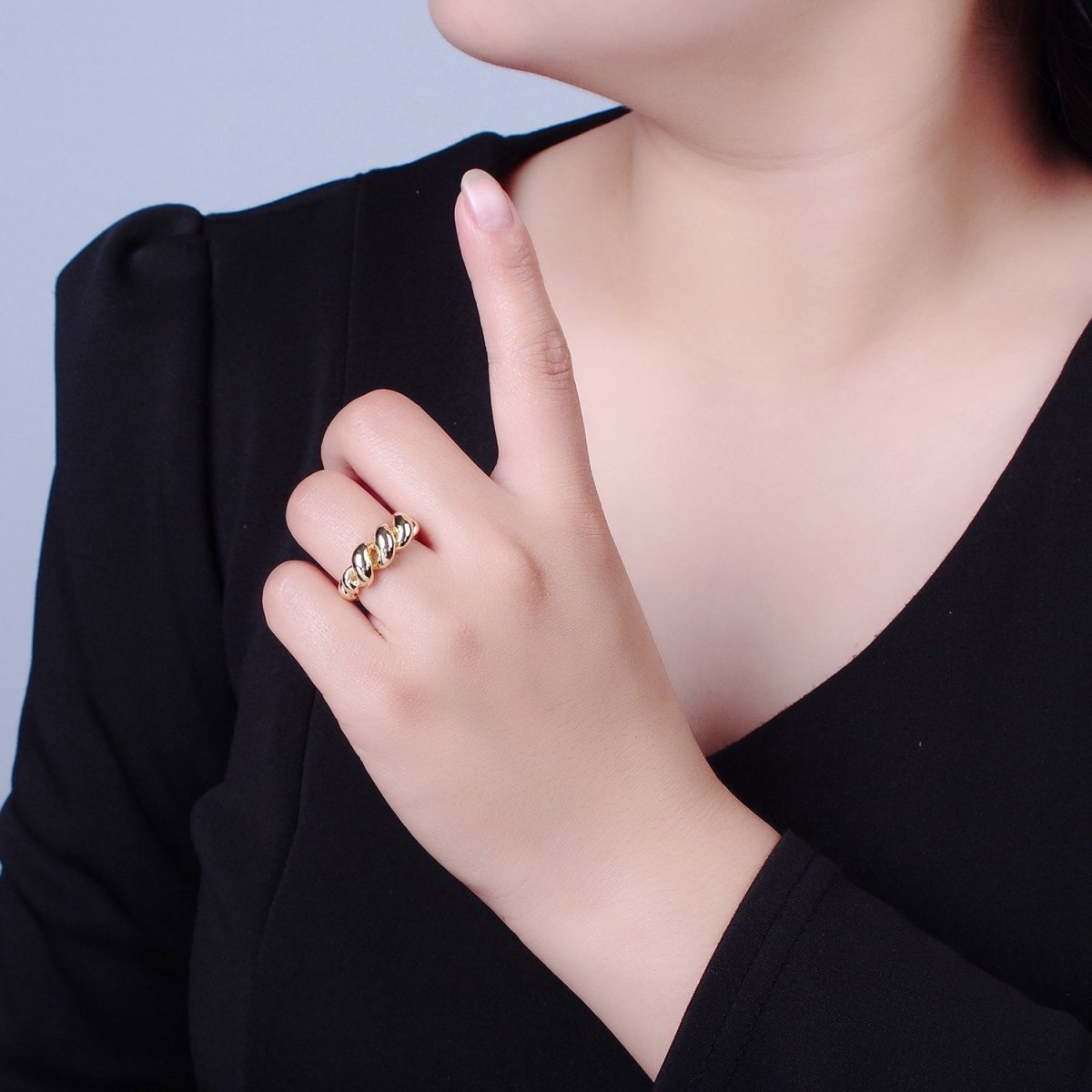 Gold Twisted Ring, Twist Ring, Spiral Gold Ring, Twined Ring Midi Ring Stackable Jewelry O-779