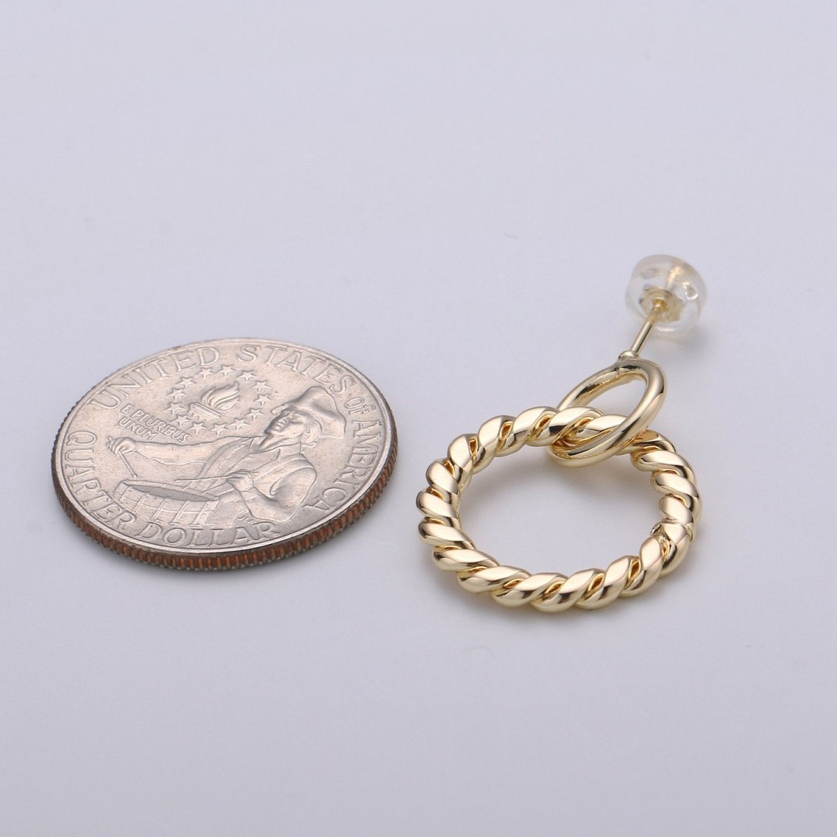 Gold Twisted Rope Hoop Earrings Gold Plated | Women 18K Gold Earrings Stud Q-122