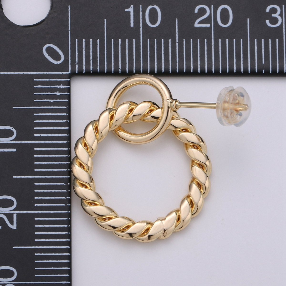 Gold Twisted Rope Hoop Earrings Gold Plated | Women 18K Gold Earrings Stud Q-122