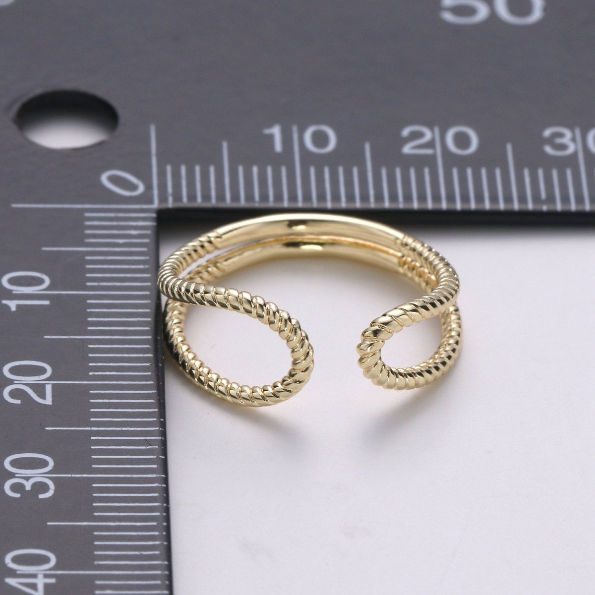 Gold Twisted Rope Ring, Boho Double Band Ring, Minimalist Open Ring, Adjustable Stack Ring, Midi Ring for Women R-118