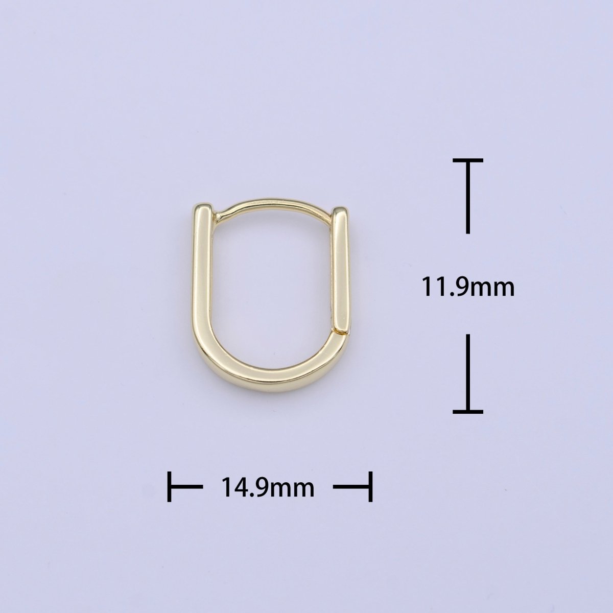 Gold U Shaped Wide Boxy 15mm Huggie Earrings | AD-215