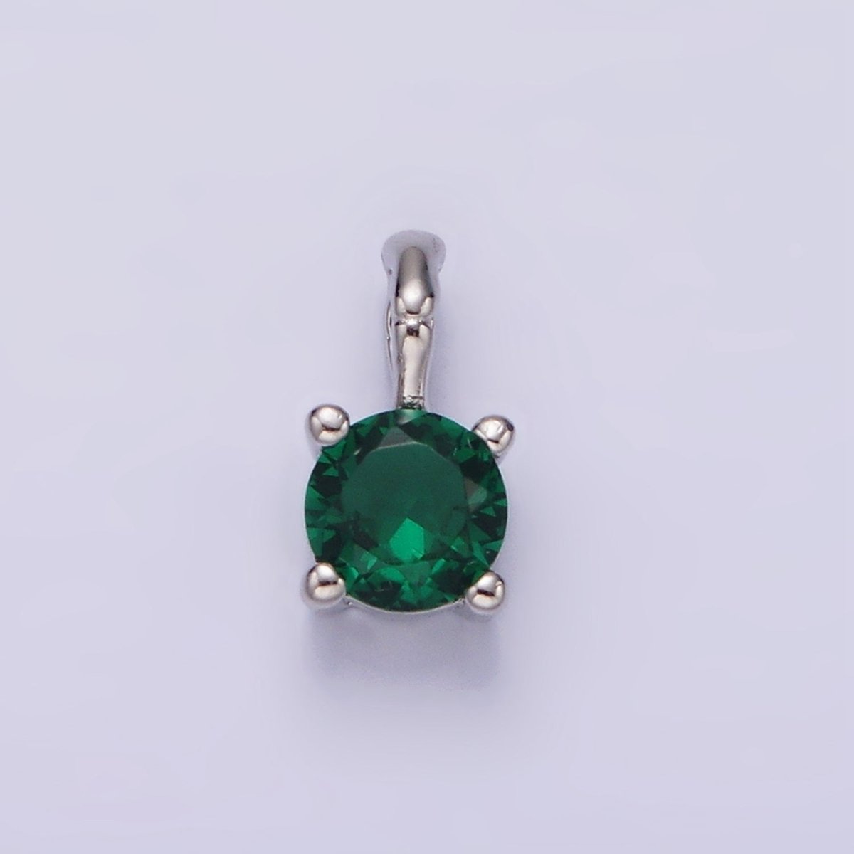 Gold Vermeil Cubic Zirconia CZ Birthstone Bamboo Bail Personalized Charm in Gold & Silver | AG160 - AG183