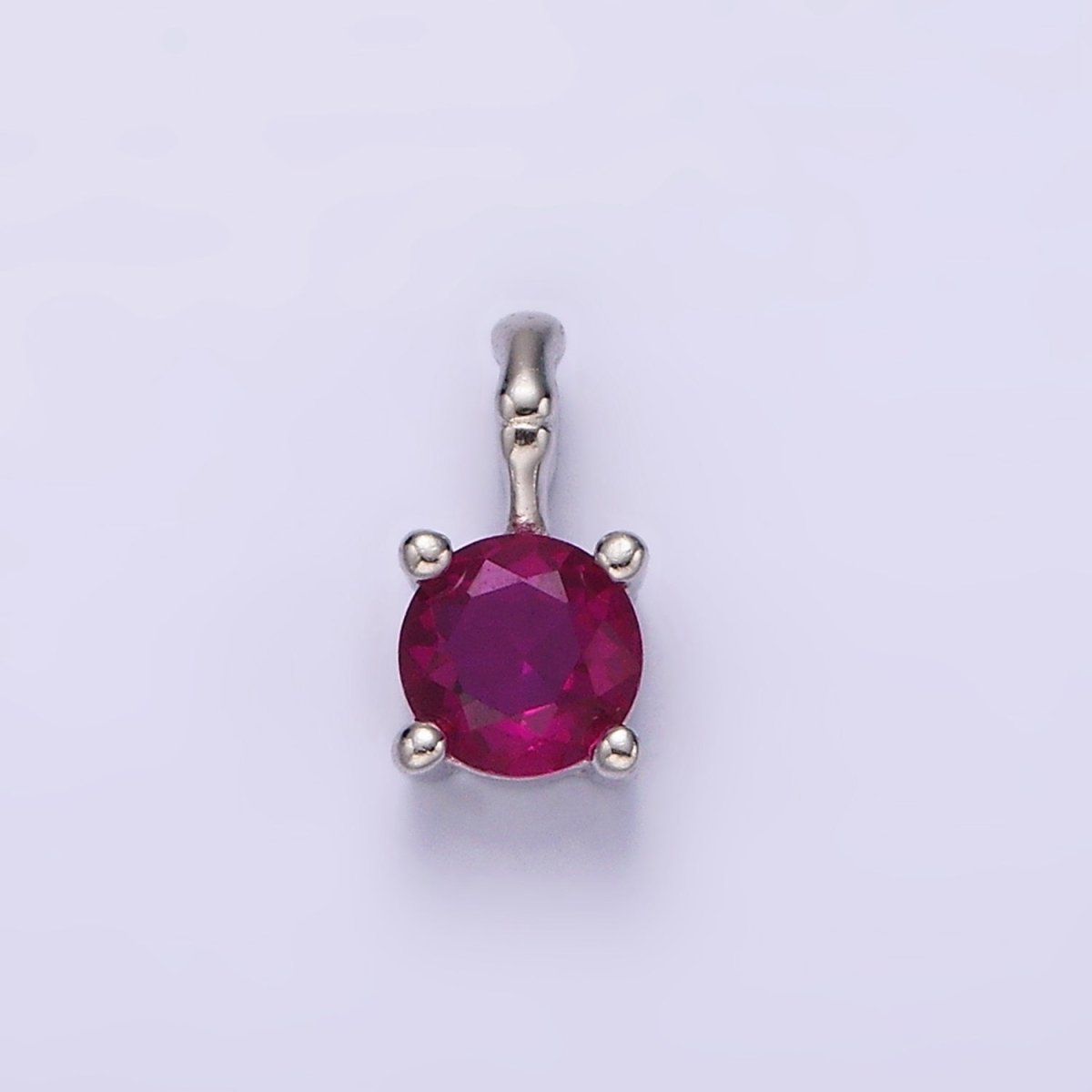 Gold Vermeil Cubic Zirconia CZ Birthstone Bamboo Bail Personalized Charm in Gold & Silver | AG160 - AG183