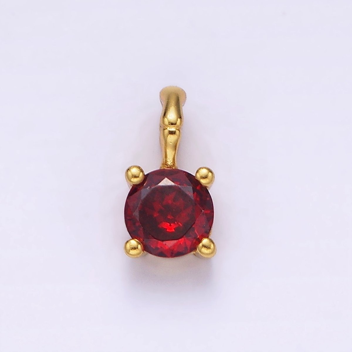 Gold Vermeil Cubic Zirconia CZ Birthstone Bamboo Bail Personalized Charm in Gold & Silver | AG160 - AG183