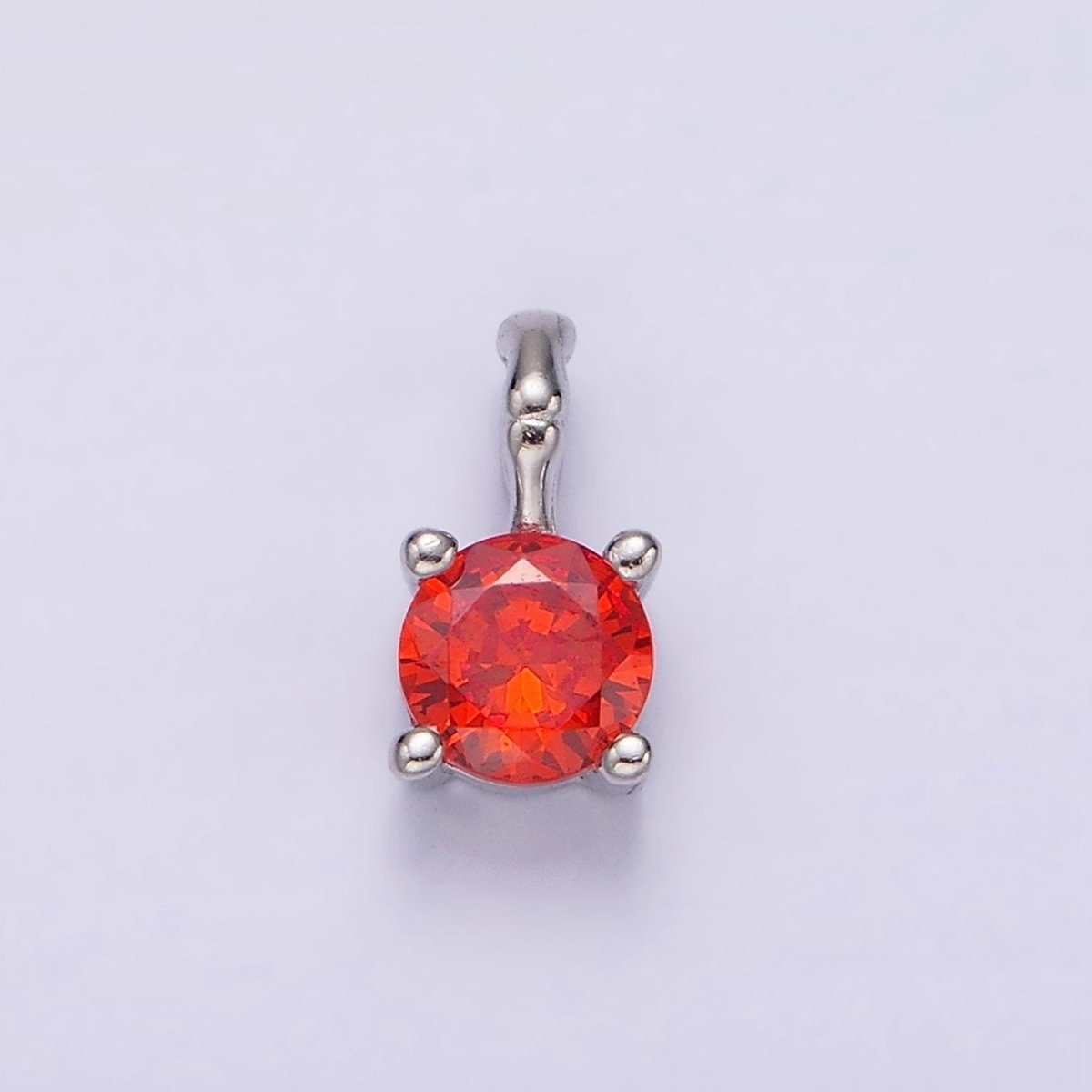 Gold Vermeil Cubic Zirconia CZ Birthstone Bamboo Bail Personalized Charm in Gold & Silver | AG160 - AG183